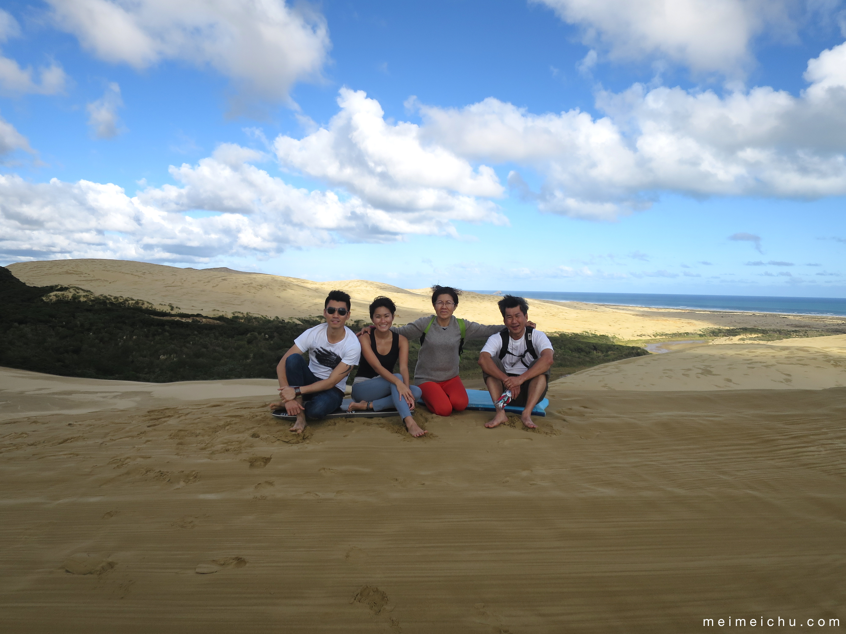 We hiked up the Te Paki sand dunes, and sand boarded down after this. 